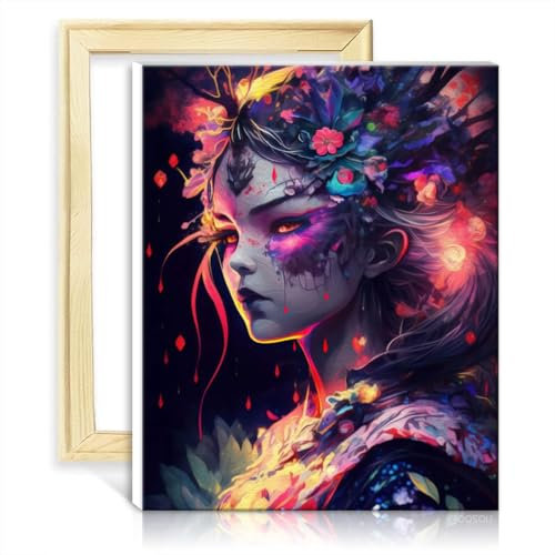 LiHEQING Kits de peinture par numéros Manga Girl Peinture par numéro Adulte Peinture par numéro Kits Peinture par numéros Art mural sans cadre (60 x 75 cm)