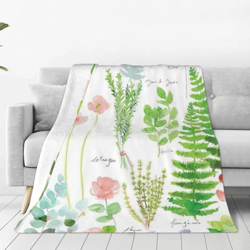 Frühling Kräuter Garten Druck Flanell ultra weiche Mikro-Fleecedecke, leicht warm geeignet für Sofa oder Betten