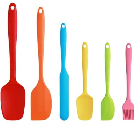 6 StüCk Teigschaber Silikon Spatel Set KüChenutensilien fum Backen,Silicone Spatula Silikon KüChenhelfer Und Mischen HitzebestäNdiger SilikonlöFfel In KüChenhelfer Set Silikon Küchenspachtel (Farbig)