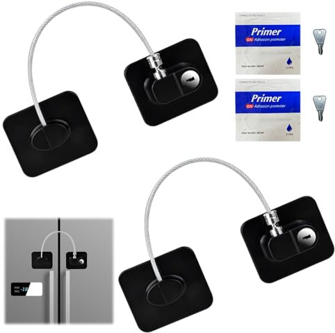 2 x Kühlschrank Schloss Ohne Bohren Kühlschrankschloss für Kindersicherung, Fenster Sicherungen Kinder mit Schlüssel, Kindersicherung Kühlschrank Schloss für Schrank Türen, Waschmaschine(Schwarz)