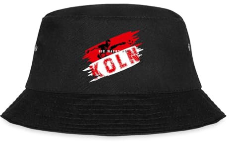 Spreadshirt Die Macht Aus Köln Rot-Weiß Fußball Fan Fischerhut, S/M (Caps), Schwarz