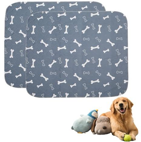 Geyecete-2 Pezzi 60 * 90cm Lavabili Traversine Cani,Riutilizzabili Tappetini igienici per Cani,Traversine Cane Assorbenti,Impermeabile Tappetini per Cane,Cuccioli,Gattini,Porcellini d'India-Grigio