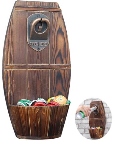 Ouvre-Bouteilles Mural en Bois, Décapsuleur mural pour bière, Avec collecteur de capsules, décapsuleur à bière utilisation comme décoration, Style Vintage, Cadeaux homme pour Papa, Ami et Collègue