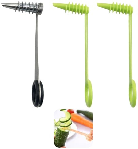 Spiralizer, 3PCS Spiral Cutter Set for Vegetables & Fruits, Stainless Steel & Plastic Potato Cutter, Manual Spiral Potato Cutters for Carrots, Cucumbers, Sweet Potatoes, Kitchen Gadgets