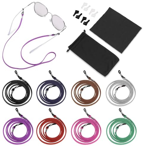 LUFFLOK 18 Piezas de Cordones para Gafas, Cuerda para Espectáculos, Correas Deportivas Gafas, Cordón Gafas, Correa Antideslizante para Gafas de Sol para Hombre, Mujer y Niños (18 Piezas)