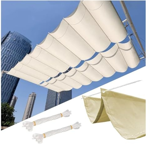 Pare-soleil rétractable pour pergola d'extérieur – Auvent de rechange en forme de U pour jardin, porche, plage, pavillon, grill – Protection solaire polyvalente