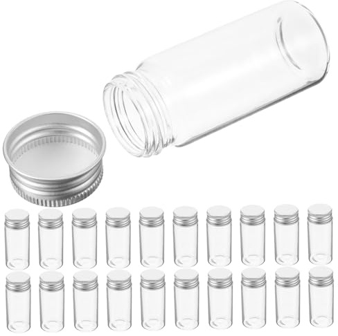IWOWHERO 30 Pièces Tubes à Essai Verre Transparent avec Bouchons Étanches pour Substances en Poudre et Capsules Fioles Miniatures Hermétiques pour Échantillons Flacons Verre Compacts pour