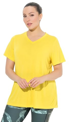 Ulla Popken Damen große Größen Übergrößen Plus Size Funktionsshirt, antibakteriell, V-Ausschnitt, Halbarm Sonnengelb 58+ 810781607-58+
