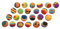 Sport-Thieme Kickbälle, Footbags, Jonglierbälle | 24 Kick-Bälle im Set | Gestricktes Obermaterial aus Baumwolle, Granulatfüllung | Ø 5 cm | 50 g | 12 Designs im Rasta-Look