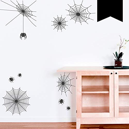Wandkings Wandtattoo 5 Spinnennetze mit Spinnen im Set Größe SMALL in schwarz - erhältlich in 33 Farben