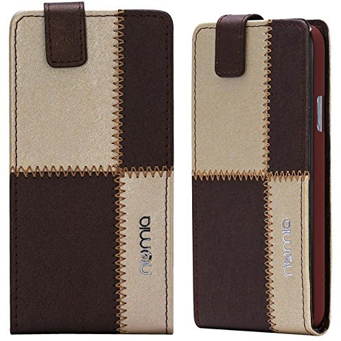 numia HTC One S Hülle, Handyhülle Handy Schutzhülle [Handytasche mit Standfunktion und Kartenfach] Pu Leder Tasche fürHTC One S (Z520e) Case Cover [Braun-Beige]