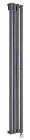 Milano Aruba 600W Anthracite Vertical Single Oval Panel Electric Radiator - 1600mm x 236mm