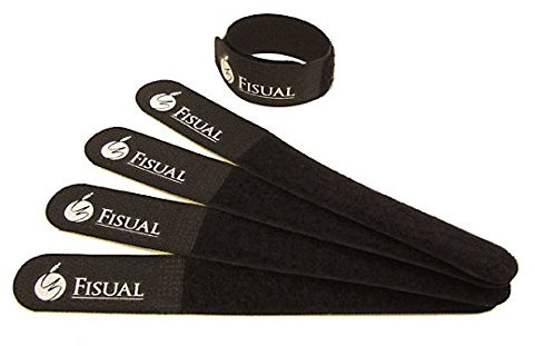 FISUAL Chunky Reuseable Hook & Loop Cable Ties Wraps (40 Pack, Black)