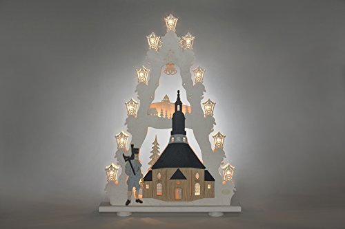 Lichterspitze Seiffener Kirche Länge ca 52cm NEU Motivleuchte Lichterbogen Schwibbogen LED Bergkirche Kirche Holz Erzgebirge Seiffen Beleuchtung Weihnachten Geschenke Weihnachtsmann Bergmann