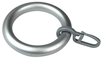 Gardinenringe/Vorhangringe mit Faltenhaken, Ringe für Gardinenstangen/Vorhangstangen - 10 Stück Kunststoff - Ø 39 x 55 mm (Chrom matt)