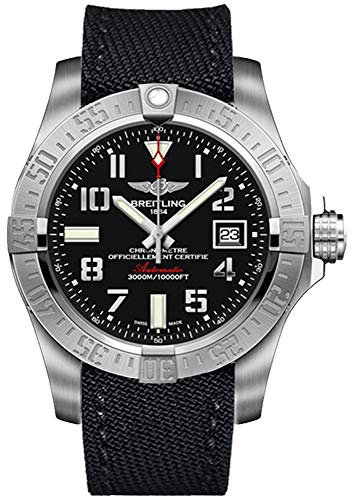 Breitling Herren Chronograph-Uhr, Automatik, Schwarz, Edelstahl, 45 mm, 1000 m Wasserdicht, Tauchen, Schnalle