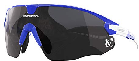 VeloChampion Cycling Sports Biking Sunglasses for Men Women Glasses with UV400 100% UV Protection Lenses (Missile Blue/Blue/Black)