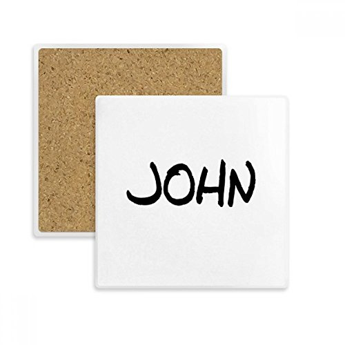 DIYthinker Special Handwriting English Name JOHN Square Coaster Cup Mug Holder Absorbent Stone for Drinks 2pcs Gift