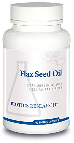 Biotics Research Flax Seed Oil Each Capsule Contains 1,000 of Pure Flax Seed Oil. Cold Pressed from Certified organically Grown Flax Seed. Heart Health. 100 Softgels