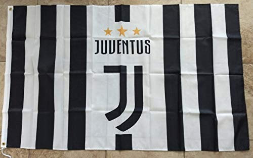 Juventus-Flagge, Fußball-Club-Banner, Italien, Calcio, Weiß und Schwarz, 150 x 90 cm, Futbol