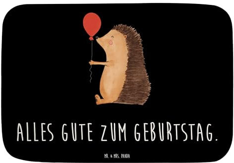 Mr. & Mrs. Panda Badteppich Igel Luftballon - Geschenk, Geburtstag, Gute Laune, Tiermotive, Badematten, Badezimmerteppich, Happy Birthday,