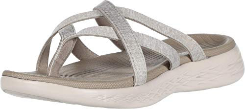 Skechers Damen ON-The-GO 600 Dainty Flache Sandale, Taupe Textile, 42 EU