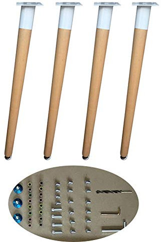 4pcs Pieds de Table, Pieds de Meubles en Bois 71cm Hauteur, Accessoires de Support de Bureau de Table à Manger de DIY,naturellement Fini (Bois de hêtre)