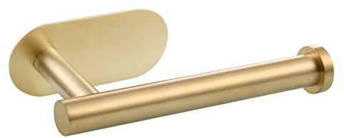 Tecmolog Porta Carta Igienica da Muro Adesivo Acciaio Inox Portarotolo da Cucina Oro Spazzolato,SBH222J