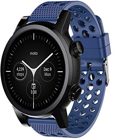 LvBu Armband Kompatibel Für Moto 360 3.gen, Sport Silikon Classic Ersatz Uhrenarmband Für Motorola Moto 360 3. Generation Smartwatch (Blau)