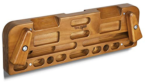 Yes4All Wooden Hang Board/Rock Climbing Board for Doorway - Climbing Fingerboard Hold Home Equipment, Hand Strengthener Equipment for Training Finger, Grip and Pull Up, Have Phone Storage