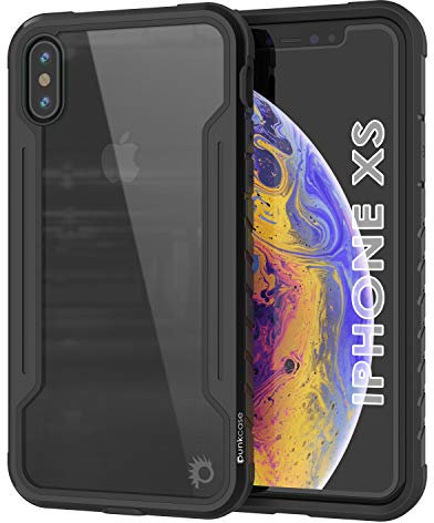 Punkcase iPhone Xs [Avenger Defense Serie] Ultra dünne & schützende mehrschichtige Schutzhülle in Militärqualität mit Aluminiumrahmen [transparente Rückseite] Ultimativer Fallschutz für Ihr iPhone Xs