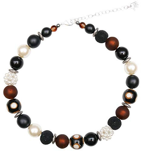 Feliss Handmade: Ketten aus Perlen Halskette Damen Statement Kette 45 cm lang in Boho Style. Choker Halsband Schmuck. Beads Perlenkette Frauen braun