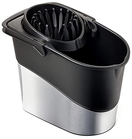 Tatay Cubo de Fregona Spider, de PP, Libre de BPA, Escurridor por Presión, Sin Salpicaduras. Fabricado en España. Color Gris Acero