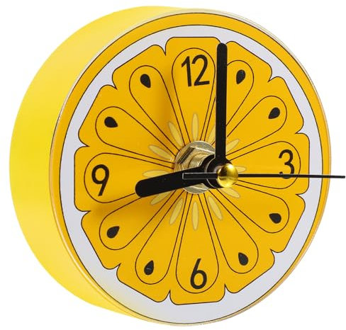 PartyKindom Reloj Magnético para Nevera con Imanes, Diseño Redondo de Frutas, Reloj de Pared, Pegatinas de Mensaje (Naranja)