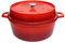 Grillfürst farbig emaillierter Dutch Oven ca. 7,5 Liter Fassungsvermögen - stabil stehender Gusseisentopf ohne Füße, rote Kratzfeste Emaillierung, multifunktional, ca. 18,5 x 38,8 cm, DO7,5