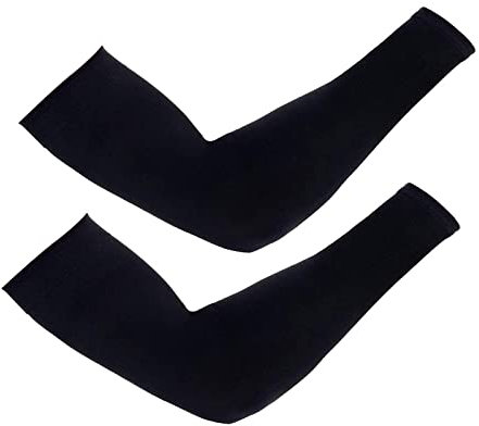 CMC-PROGEAR Armstulpen für Damen und Herren, kühlende UV-Schutz, Sonnen-Ärmel, Tattoo-Abdeckung, Kompression, Sportmanschette zum Abdecken der Arme, 2 Paar: Schwarz, G