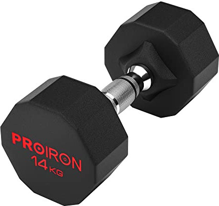 PROIRON Geruchlose Hexagon Hanteln Mit Stahlkern, Kurzhanteln 12-seitiges Einzigartiges Design Langlebig und Strapazierfähig für Das Tägliche Krafttraining 14Kg x 1