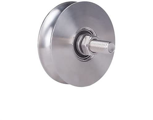 ATTAS Laufrollen 100mm Schwerlast Schiebetür Schiene – V2A Edelstahl, Tragkraft 420kg, Umlenkrollen für Seile, Schiebetorrolle, Torrolle für Rolltor und Garage, Seilrollen für Drahtseile, Achsbolzen