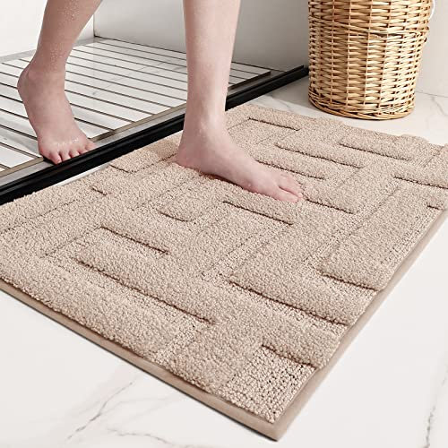Color G Badteppich rutschfeste Waschbar, Weichen Mikrofasern Badezimmerteppich Absorbierende Badematte rutschfest Maschinen Waschbar Badvorleger für Dusche, Badezimmer, Badewanne - Beige, 40x60cm