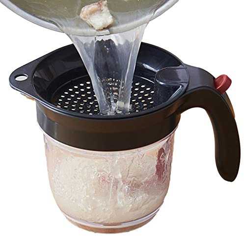 Fat Separator Professional Kitchen High Capacity Cruches 1000ml Oil Separator Filter for Soup with Button Handle Accepted