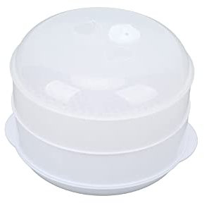 VIVAAS 2 Tier Microwave Vegetable Steamer Healthy Pasta Rice Cooking Pan