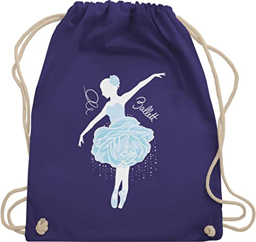 Turnbeutel Rucksack - Tanzen Geschenk - Ballerina - weiß/blau - Unisize - Lila - sporttasche tanz sportbeutel beuteltasche kinderturnbeutel 25. geburtstag ballett stoffbeutel damen mit spruch dance