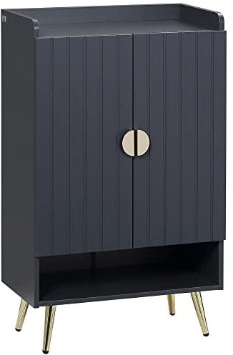 HOMCOM Meuble à chaussures armoire à chaussures organisateur à chaussures 2 portes avec 4 étagères une niche et un plateau - 3 étagères hauteur réglable - 60 x 33 x 100 cm
