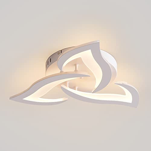 KAUCQI LED Deckenleuchte 56CM/3000K Moderne Deckenlampe Schlafzimmer Wohnzimmerlampe Weiß Lampe Deck Petal Deckenleuchten Deckenbeleuchtung für Schlafzimmer Kinderzimmer Küche