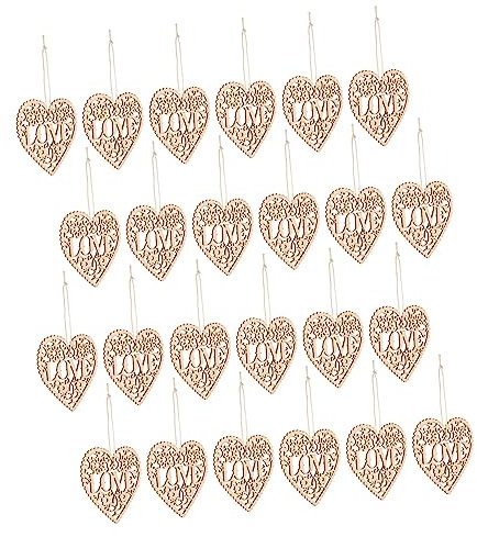 Veemoon 40st Dekorativer Anhänger Herzen Aus Holz Herzverzierungen Aus Holz Herzformen Aus Holz Decoraciones para Sala De Casa Herz Holzbehänge Stühle Hölzern Leer Schild Liebhaber