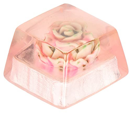 Leapiture Resin Keycaps, Personalized Custom Cute Keycaps Unique Gifts DIY Handcrafted Resin Keycaps Hand Engraved Resin Keycaps for Mechanical Keyboards(Pink Rose)