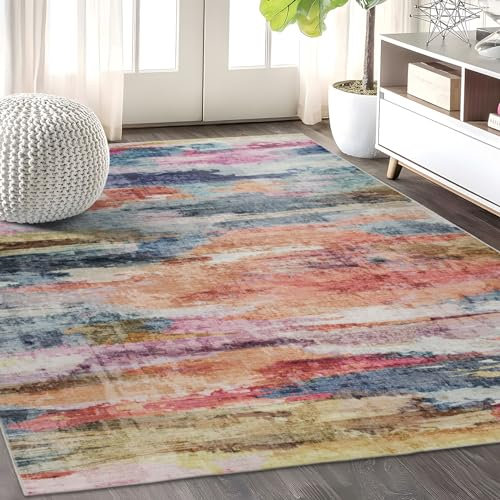 Taleta GRAFFIT Washable Rugs for Living Room Modern Abstract Area Rug Large Non Slip Colorful Soft Short Pile Carpet for Bedroom Home Decor (Multi, 120x170 cm)