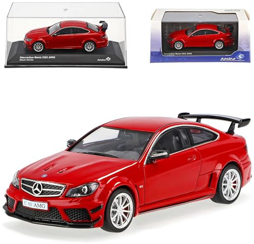 Generisch Mercedes-B C-Klasse C204 C63 AMG Rot Black Series 2007-2015 1/43 Solido Modell Auto mit individiuellem Wunschkennzeichen