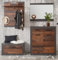 Garderoben Set in Old Used Wood mit grau Matera Garderobe Kombination Flurgarderobe 4-teilig im Shabby Chic Stil Garderobenmöbel komplett Set 192 x 201 cm Ward (Set 3)