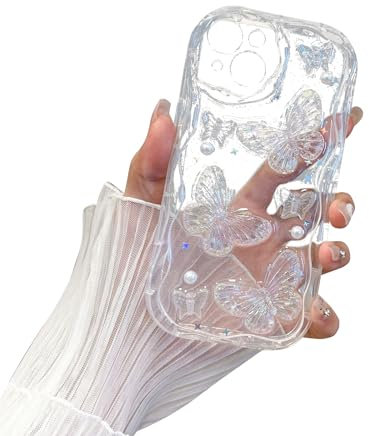 Cutecasee Phone Case for Women/Girls, 3D Butterfly Crystal Bling Glitter Clear Case for iPhone Compatible with iPhone 11, Clear